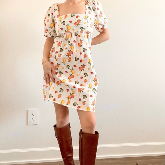 wild fable Dresses & Skirts - Wild Fable Fruit Print Puff Sleeve Babydoll Dress